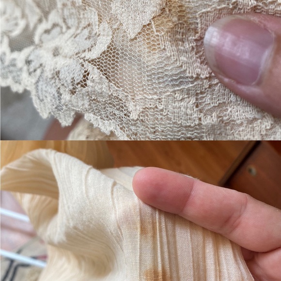 Vintage Candi Jones California Pale Peach Boho Lace Pleated Dress - Picture 8 of 8